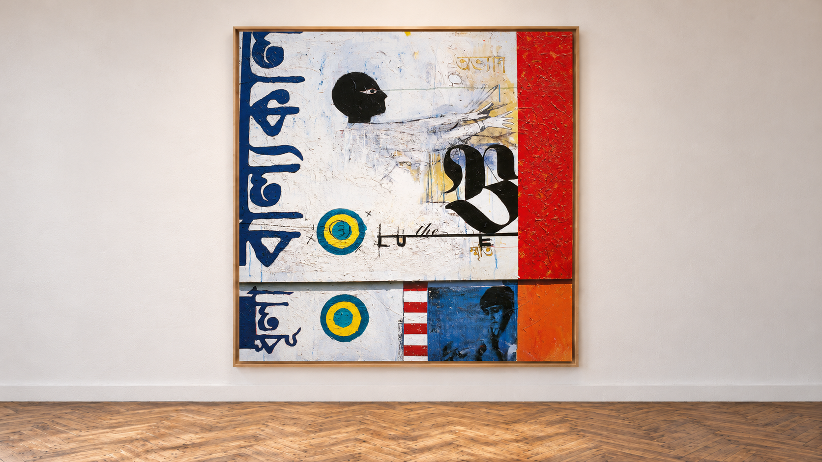 The Blue artwork on a gallery wall